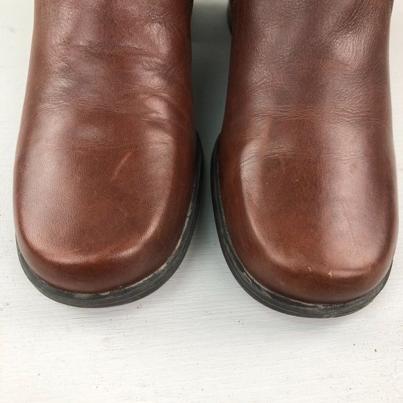 Naturalizer Women's Size 8M Brown Leather Block Heel Side Zip Ankle Booties - Picture 4 of 12